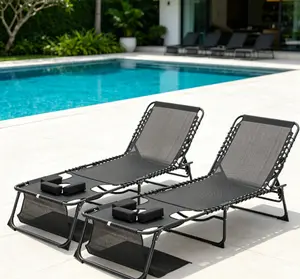 5-Position Adjustable Foldable Face-Down Chaise Lounge Chair with Face Holes and Arm Holes, Outdoor Sunbathing Recliner for Pool, Patio (Black, 2 Pcs) summerwins