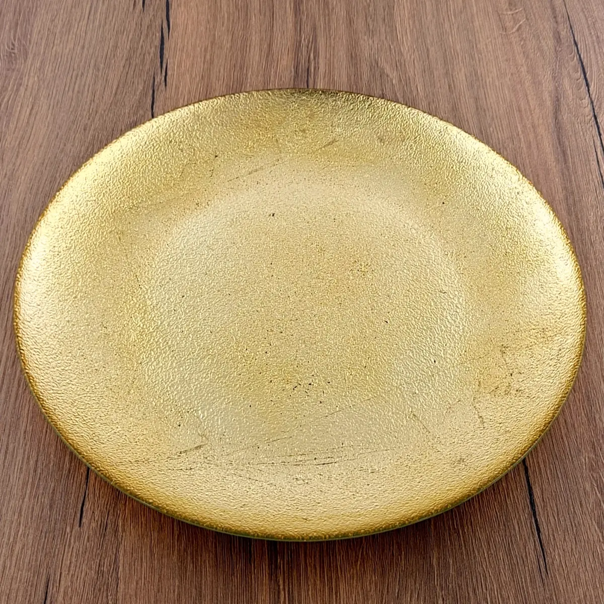 11 in. Gold Glass Aura Dinner Plate, Elegant Kitchen Tableware for Formal Meals