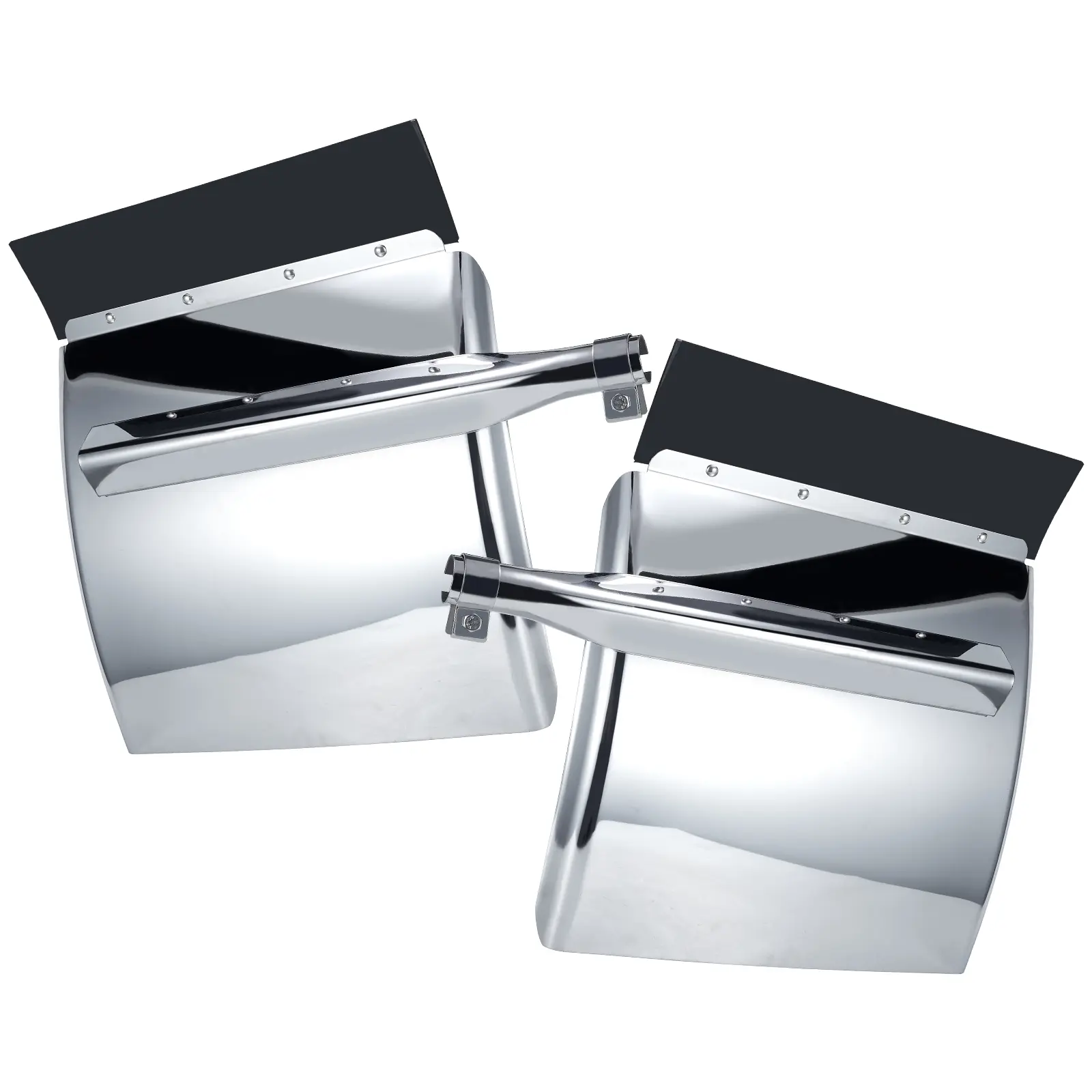 430 Stainless Steel Quarter Fenders Set for Semi Truck, Several Sizes 24"x24"、24"x27"、24"x29" , Triangle Tube Bracket and Mount Hardware Included, Right Left