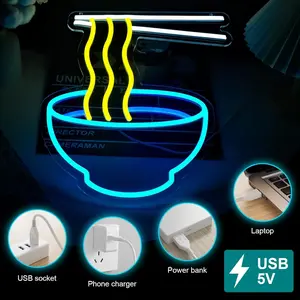 Japanese Ramen LED Neon Sign, USB Powered, Adjustable Brightness, Suitable for Wall Decoration and Lighting- Suitable for Restaurants, Homes, Bars, Kitchens, Cafes, Cafe Decor, Home Decor
