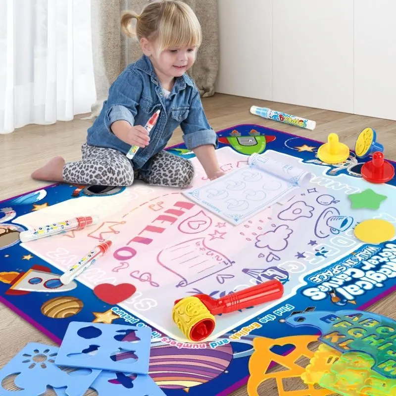 Kids' Water Drawing Mat - Educational Magic Painting Board, Reusable Doodle Pad Set, Screen-Free Sensory Play Toddler Learning Toy, Mess-Free Early Learning Activity for 1-6 Years, Doodle Set, Screen-Free Activity