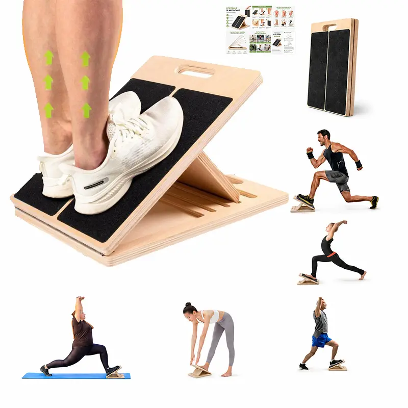 Slant Board for Calf Stretching, Adjustable Portable Wooden Incline Board for Calf Stretcher, 300 Lbs Weight Capacity Calf Stretch Wedge for Leg Exercise, Squat & Physical Therapy Pilates Shaping Machine