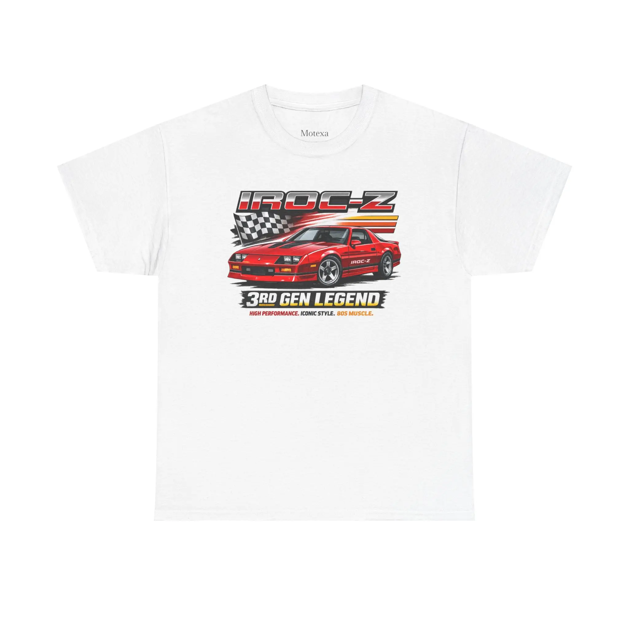 IROC-Z 3rd Gen Legend T-Shirt | Red Muscle Car, American Flag Racing Graphic