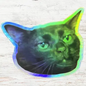 Zoned Out Cat Holographic Sticker