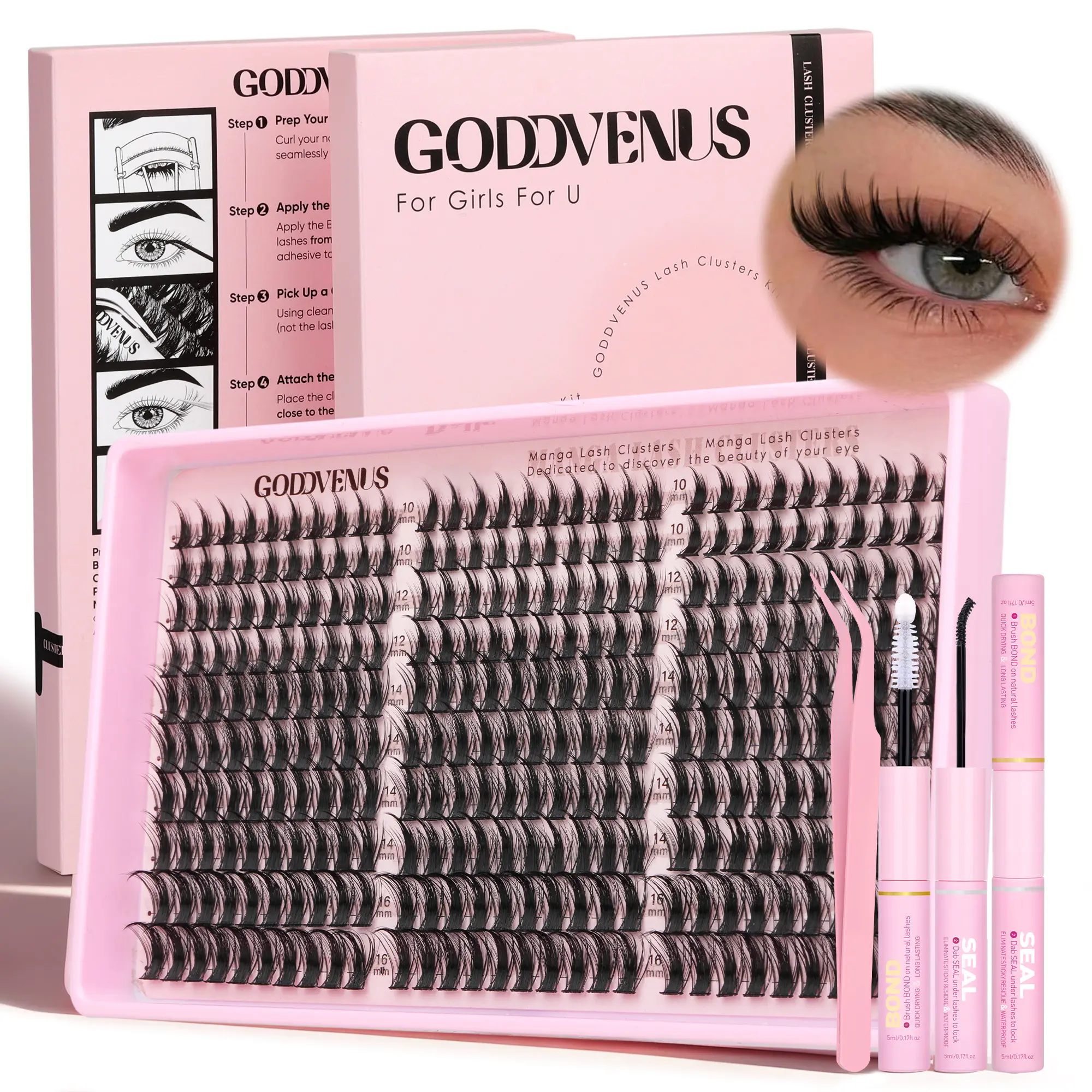Goddvenus  Dollyeye lash Clusters Natural Anime 300 Pcs Manga Eyelash Clusters 10-16mm Cluster Eyelash Extensions Cosplay No Plastic Feel Individual Lash Extension
