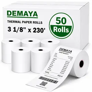 DEMAYA Packaging 3 1/8" x 230' BPA-Free Thermal Paper Rolls – 50 Rolls/Case