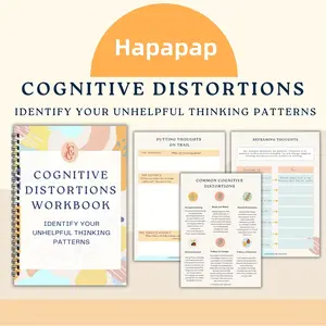 Cognitive Distortion Workbook, Identify & Challenge Ruminative Thoughts, Dbt Cbt Bpd Anxiety Relief, Adult Mental Health Self-Help Tool, Spiral Bound Planner
