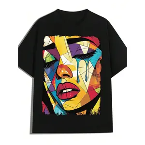 Men's Colorful Abstract Face Pop Art Tee | Short Sleeve Crewneck T-Shirt  Crew Neck 100% Cotton 220g Short Sleeve Perfect For Artistic Events Halloween Graphic Tees Couples Matching Outfits