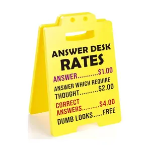 Funny Office Sign “Answer Desk Rates” – Hilarious Desk Gift for Coworkers, Bosses & Teammates, Birthday, Christmas, White Elephant