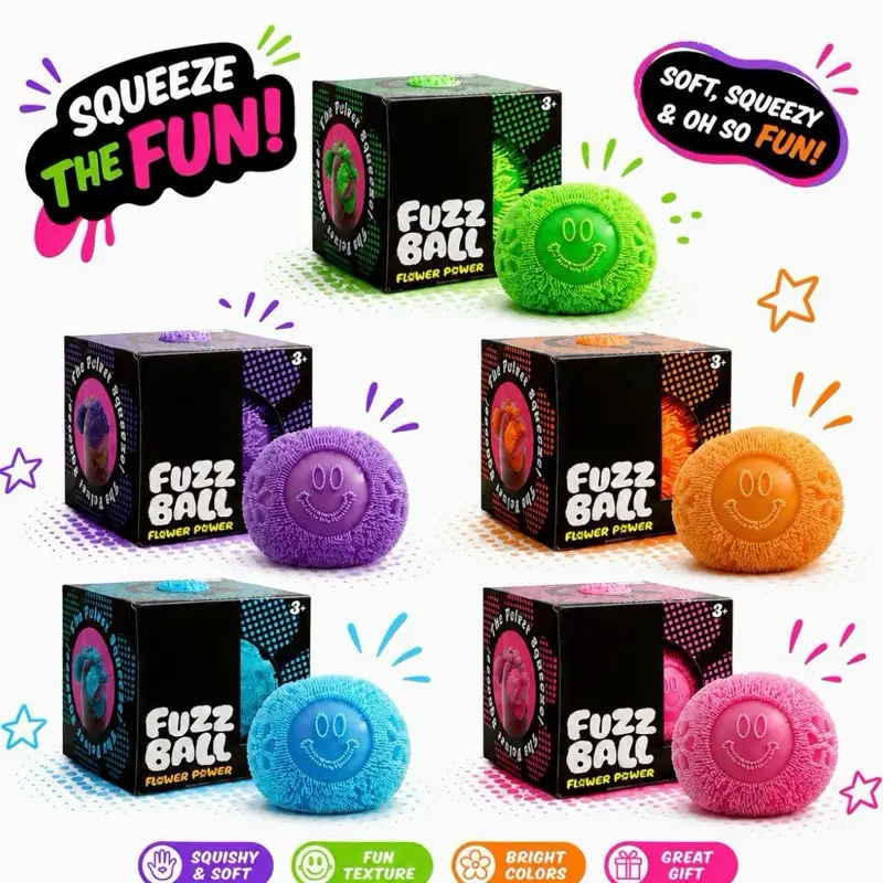 Fuzz Ball Squishy Stress Ball, Soft Sensory Fidget Toy, Moldable Squeeze Ball For Adults Anxiety Relief, Calming Squishy