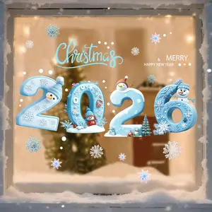 2 PCS 2026 Christmas Window Clings Stickers Snowflake & Snowman Static Cling Decals for Glass Holiday Decorations for Home Office School Festive Season Decorations