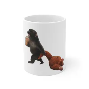 Punch The Monkey Ceramic Mug, Viral Panchi-kun Japanese Macaque Cup, Emotional Support Animal Lover Gift, Hang In There Encouragement Mug