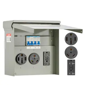 VEVOR Temporary Power Outlet Panel, Weatherproof RV Electrical Breaker Box with 20/30/50 Amp Receptacle Installed, Prewired Circuit NEMA 14-50R/NEMA TT-30R / 20A GFCI for RV Camper Trailer Motorhome