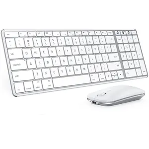 Seenda Bluetooth Keyboard and Mouse Combo for Mac, SKM64-2 Rechargeable Slim Wireless Keyboard Mouse Compact, 3 Multi-Device Connection, Compatible for Mac, MacBook Pro/Air, iPad, iPhone, Space Gray