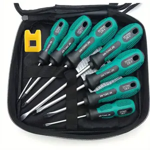 Magnetic Screwdriver Set Professional Cushion Grip 5 Flat Head And 4 Phillips Tips Screwdriver Non-Slip For Repair Improvement Craft