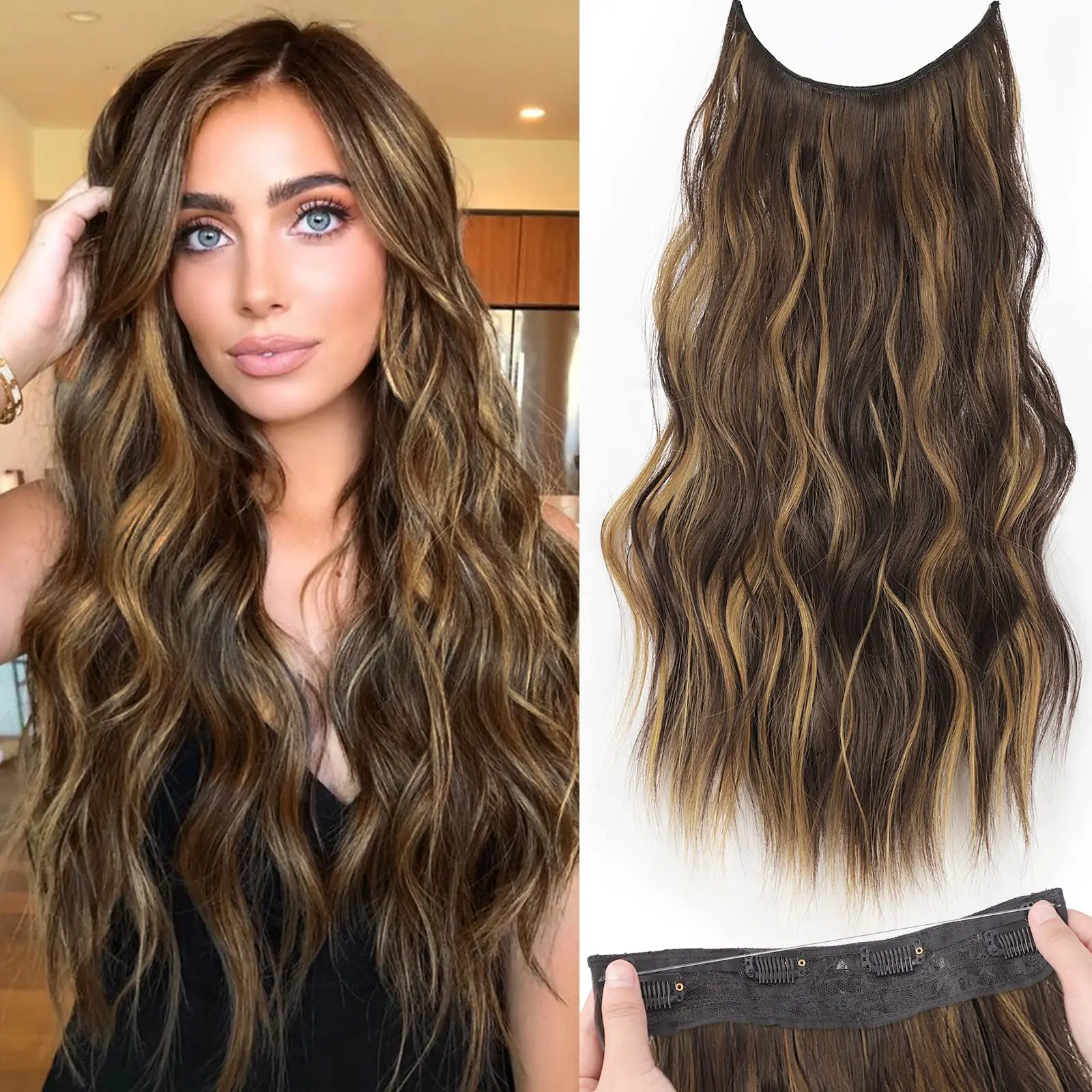 20inch Chestnut Brown with Blonde Highlights