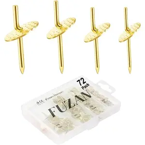 72 pcs Picture Hangers with 10-60lbs, 4 Different Size Picture Hangers, Iron Alloy Nail Hooks, Plaster Picture Hanging Kit on Wooden/Drywall Hanging Hardware for Clock, Mirror, Jewelry