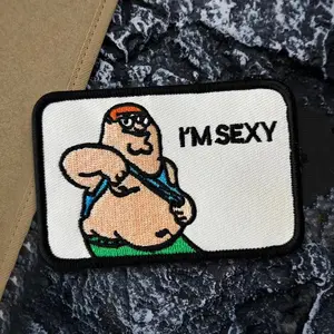 "I'M SEXY" Fat Guy Morale Tactical Patch Funny Hook Loop Embroidered Letters Patches Military Badge Chevron Backpack Stickers Appliques