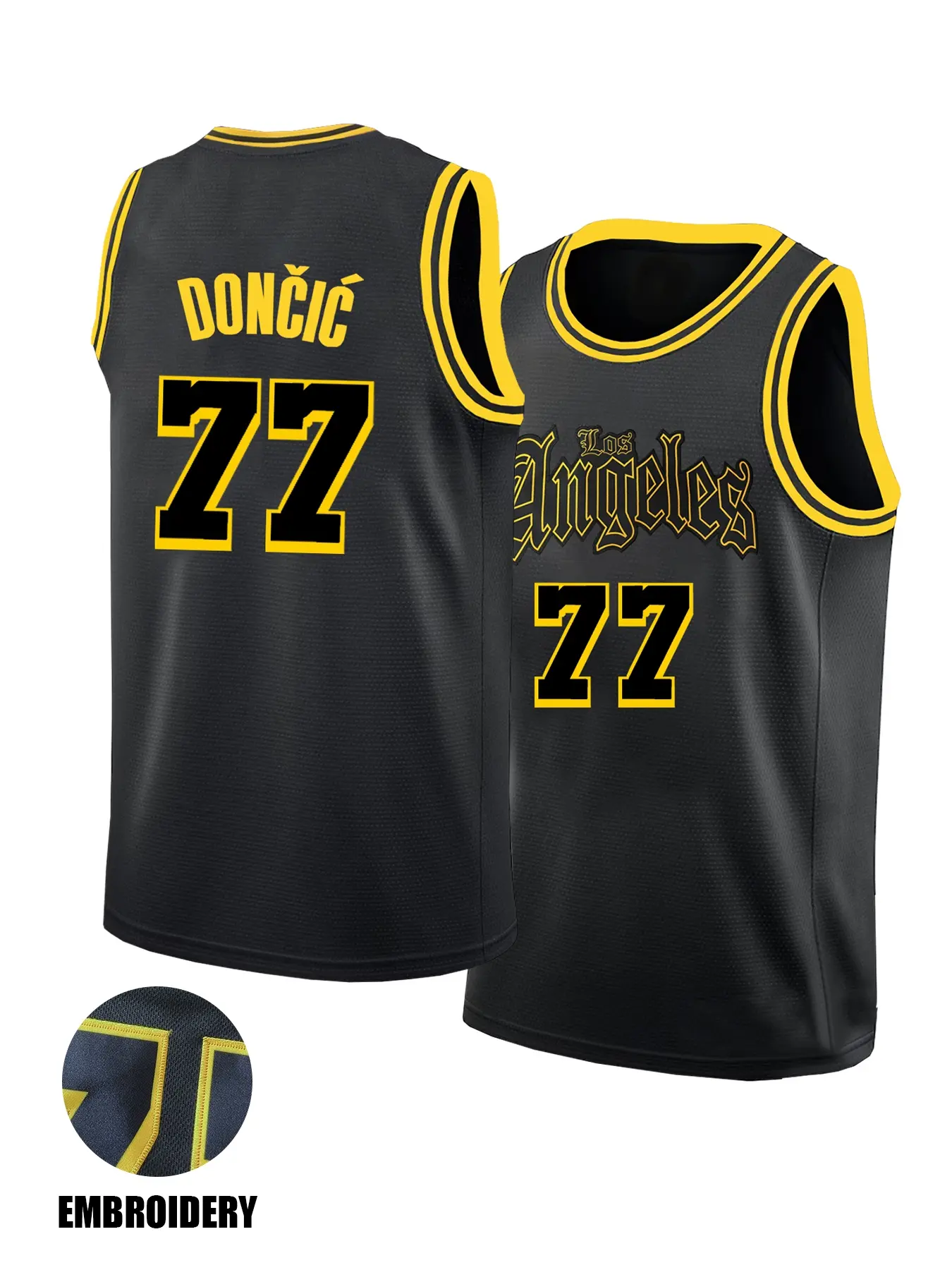 Lakers 77 Basketball Jersey, Round Neck Embroidered Pullover Vest, Outdoor Sports & Casual Wear, Unisex Loose Fit All Seasons