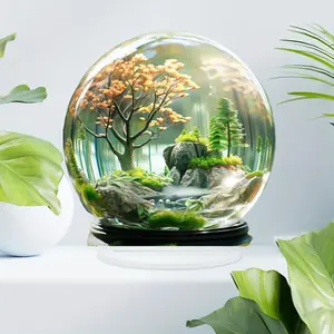 Chic Acrylic Mountain View Crystal Ball - Perfect for Home & Office Decor, Ideal Gift for Family and Friends, No Power Needed, Vertical Hanging Sculpture Style, Ideal for Entryway, Bedroom, Cafe, Living Room
