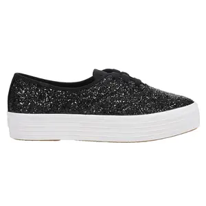 Keds Womens Point Glitter Celebrations Lace Up Sneakers Shoes Casual - Black