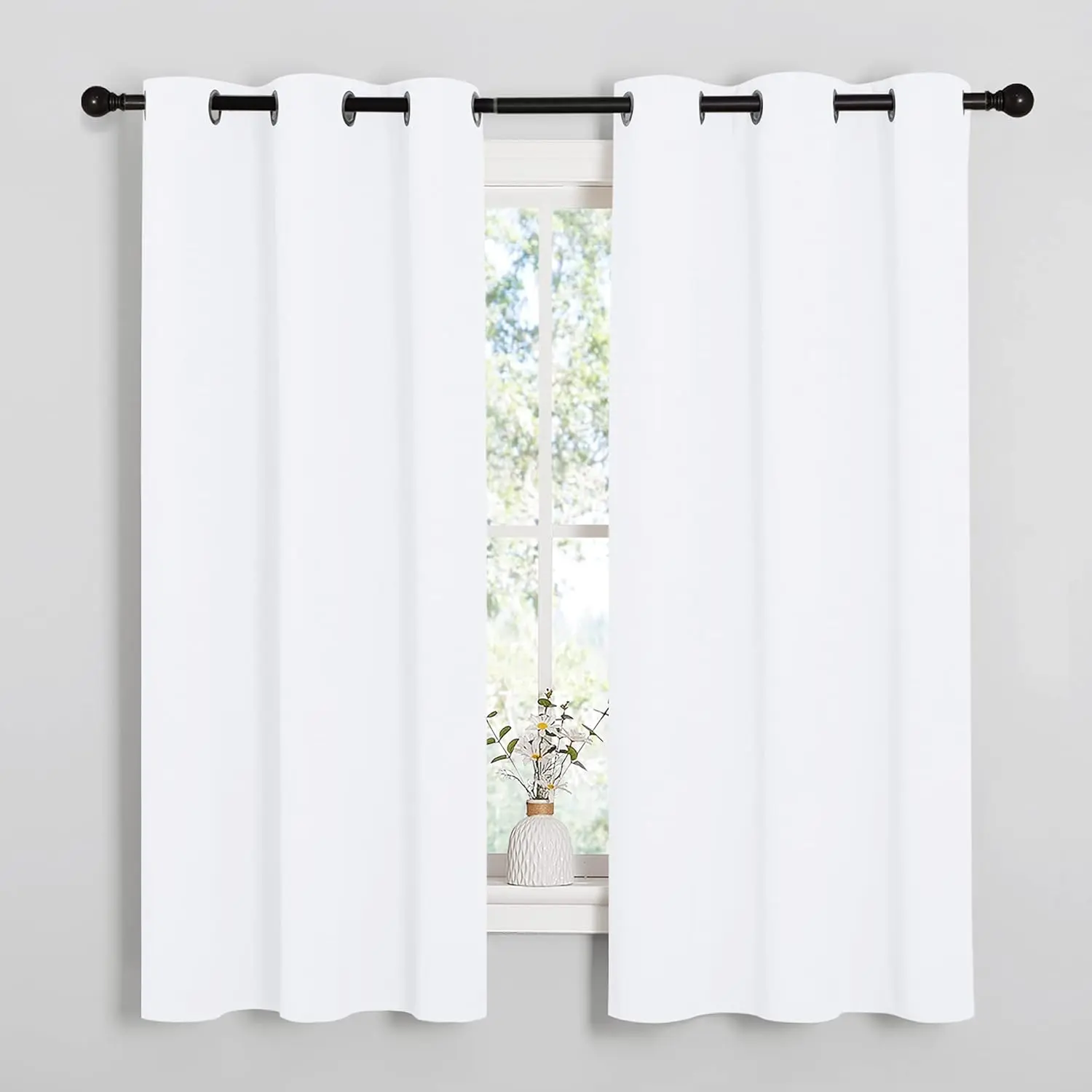 NICETOWN White Window Curtain Panels - Triple Weave 50% Light Blocking Window Covering for Bedroom/Dining Room, Casual Elegance Neutral Decor (Set of 2, 42in x 63in), 50% Sunlight Blocking, Easy To Install