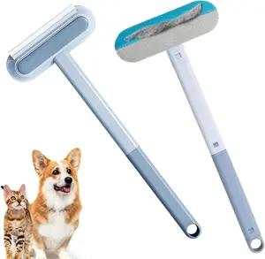 4 in 1 Long Handle Pet Hair Remover Brush with Adjustable Ergonomic Handle for Furniture Couch Carpet Clothes Reusable Washable Lint Brush