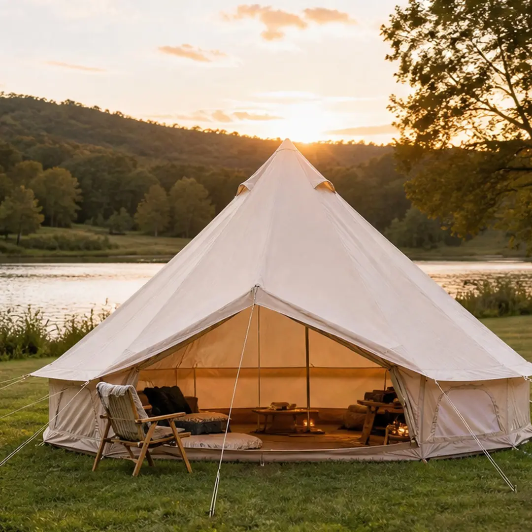 10-Person Heavy Duty Camping Tent, 16.4ft Waterproof Oxford Fabric Bell Yurt for Glamping, 4-Season Outdoor Shelter with Stove Jack and Roll-Up Walls, Heavy Duty Tents, Outdoor Shelter Tent