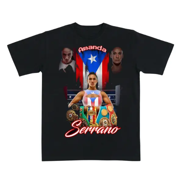 Amanda Serrano Boxing Shirt – Puerto Rico Champion Graphic Tee, Women’s Boxing T-Shirt, Fighter Fan Gift, Fight Night Apparel