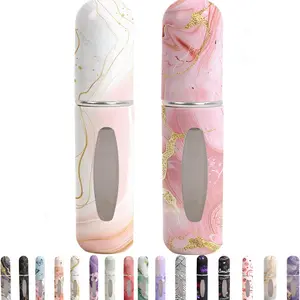 Perfume Travel Refillable Bottle– Portable Mini Sprayer ,Empty Perfume Bottles with Unique Patterns, Refill Pump Case for Traveling and Outgoing,2 Pcs Pack of 5 ml(White and Pink)