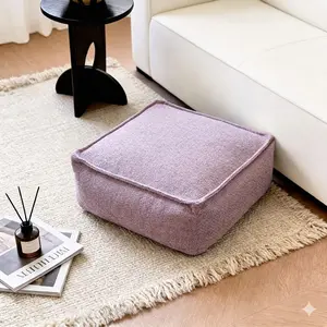 Square Unstuffed Storage Ottoman Cover with Large Bottom Zipper, Cozy & Bohemian Pouf Covers, Thickened Fabric Floor Pillow for Living Room Bedroom Office (Cover Only)