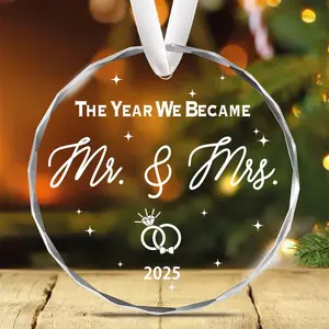 The Year We Become Mr and Mrs 2025, Couple Glass Keepsake Ornament, Bridal Wedding Decor, Gifts for Newlywed Couples, Anniversary Wedding Gifts, Christmas Tree Ornament, Engagement Gifts for Couples, Romantic Couple Gifts