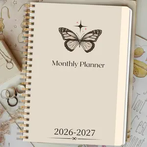 1pc 2026-2027 Weekly And Monthly Academic Year Planner Calendar Notebook, 2026 Jan - 2027 Dec, 5.7" X 8", A5 Monthly Planner Notebook With Notes Waterproof Cover, Personal Organizer, Office & School Supplies