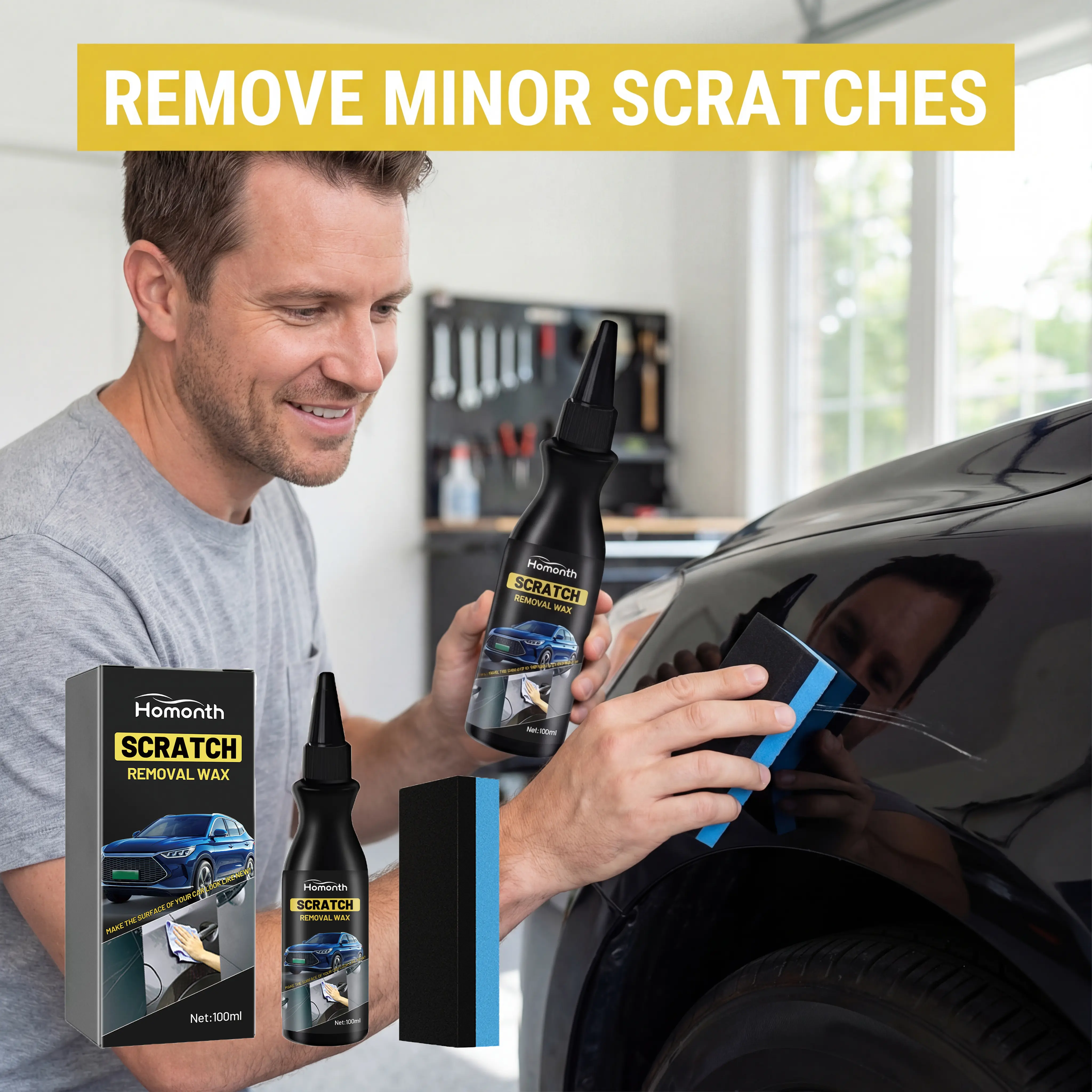 Homonth Car Scratch Remover Wax - Automotive Paint Care Paste for Scratch Repair, Surface Cleaning, and Brightening