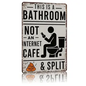 1 Count Funny Bathroom Wall Decor Metal Sign Vintage This Is A Bathroom Not An Internet Cafe Tin Wall Art For Washroom Toilet Farmhouse Home Office Outdoor
