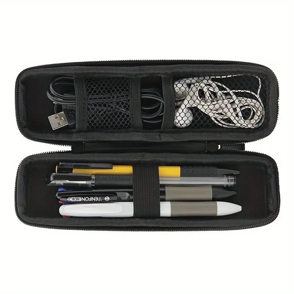 1Pc black pencil holder, pencil case EVA hard case, stylus, earphone bag, stationery kit, cosmetic storage bag, office use, Office Supplies