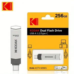 KODAK K273 USB Flash Drive, Portable Flash Drive, 360° Rotation USB3.1 & USB3.0 Compatible Flash Drive, Type-C Interface Flash Drive for Smartphone & PC