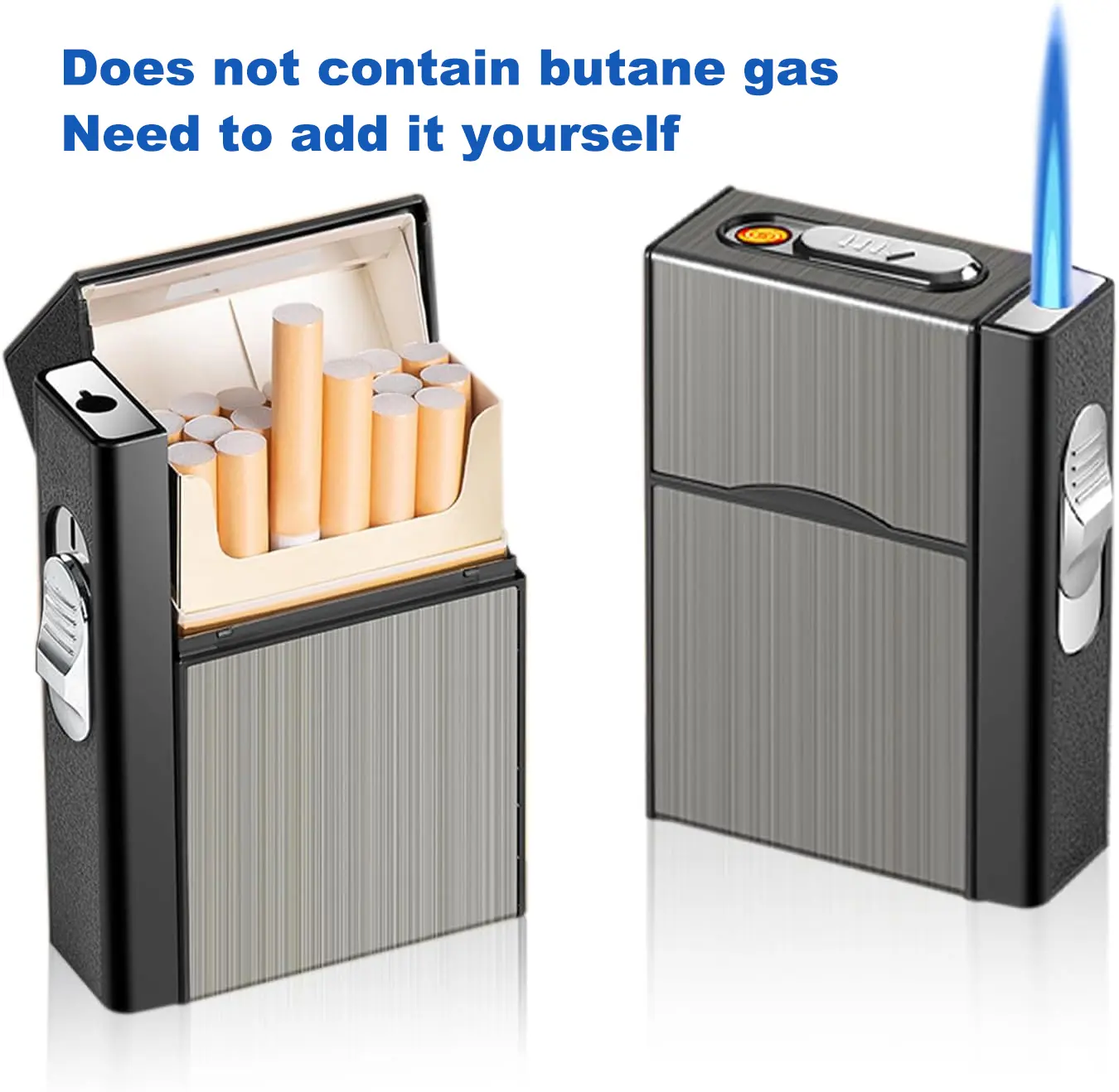 Outdoor Portable Windproof Lighter Case, USB Charging Lighter Box for Livingroom Bedroom Office Outdoor(Without Butane Gas)