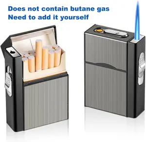 Outdoor Portable Windproof Lighter Case, USB Charging Lighter Box for Livingroom Bedroom Office Outdoor(Without Butane Gas)