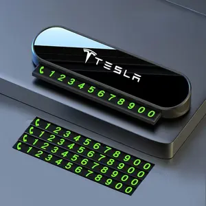 Hidden Noctilucent Car Stop Card, Temporary Parking Number Plate for Tesla Models, Auto Accessories for Model 3, S, X, Y, Cybertruck, Roadster