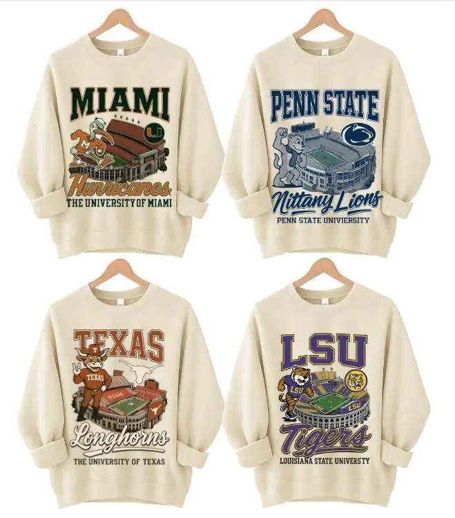 Full Team Vintage Sand Sweatshirt – Football College Mascots Tee – Unisex Throwback Sports Shirt