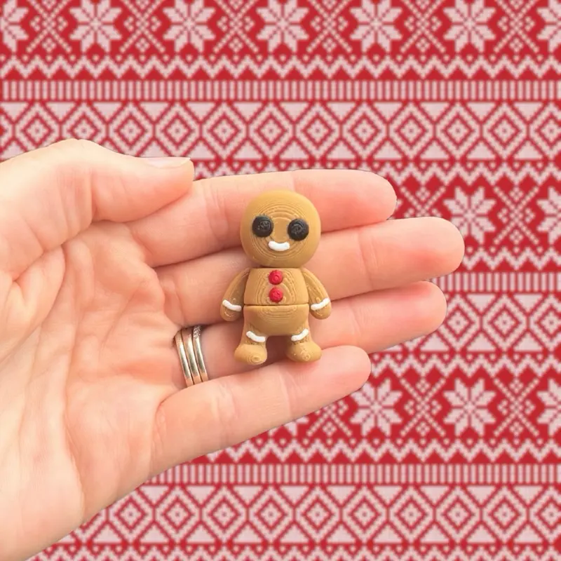 Tiny Gingerbread Man Fidget Toy - 3D Printed Holiday Cookie - Stocking Stuffer - Cute Christmas Gift - Sensory Toy - Gingerbread Man Fidget