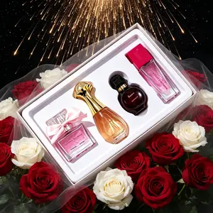 Women's 4-Piece Floral Fragrance Perfume Gift Set - Luxurious Gold/Pink Decorated Bottles, Premium Festive Gift for Adults, Ideal for Outdoor Use