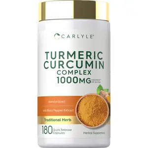 Carlyle Turmeric Curcumin with Black Pepper 1000mg | 180 Capsules | Turmeric Complex Supplement | Non-GMO, Gluten Free