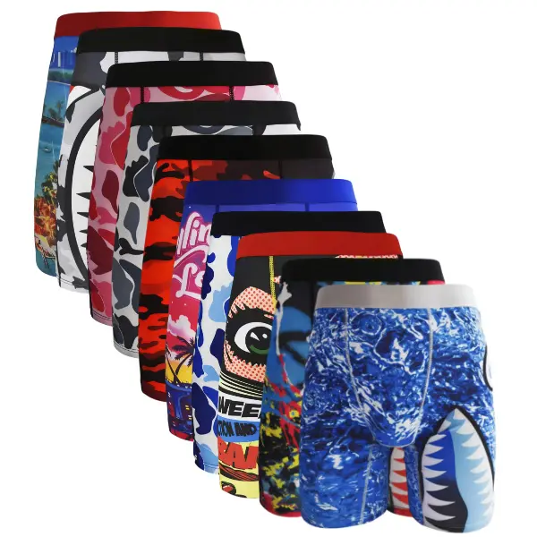 Men's Graffiti Boxer Briefs 2/3/4-Pack, Street-Style Quick-Dry Fitted Performance Underwear for Running & Training, Hiking