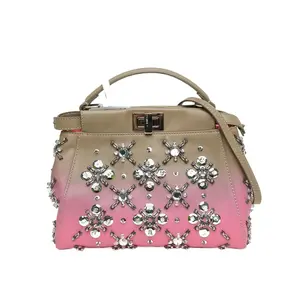 Pre-owned FENDI leather Tote Bags PEEKABOO Mini 23cm Multi color S Silver Buckles