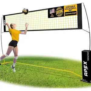 Volleyball Net  - 12' Wide, Portable Adjustable Height 7.4' to 8' - Includes Ground Stakes, Carry Bag - Indoor & Outdoor Use, Designed by Pro Athletes for  Performance