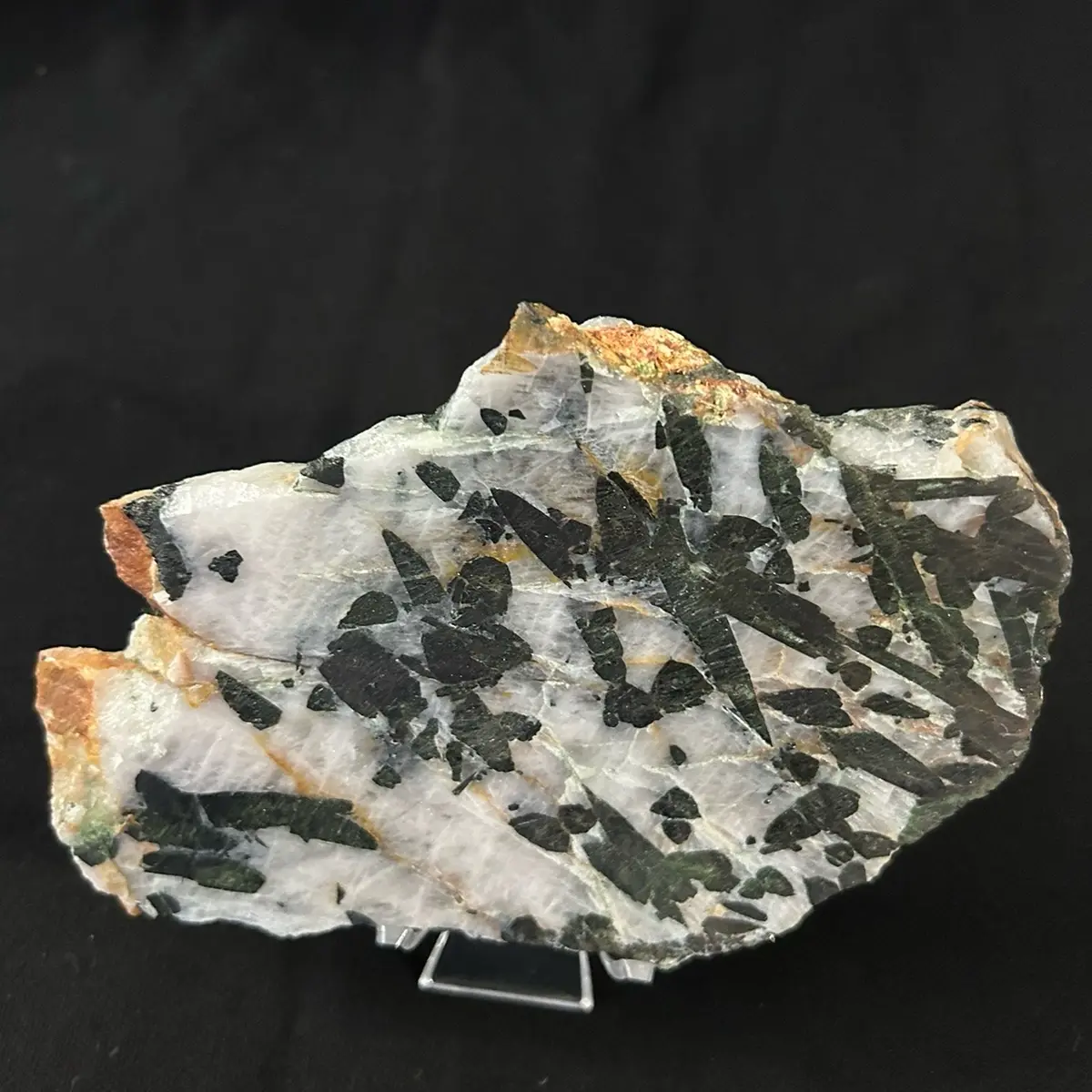 Black tourmaline quartz slab specimen slice natural crystal 362g  16 cm wide 10cm length  3.8 cm thick or .8 lbs 6.3 inch wide 4 inch length  1.5 inch thick