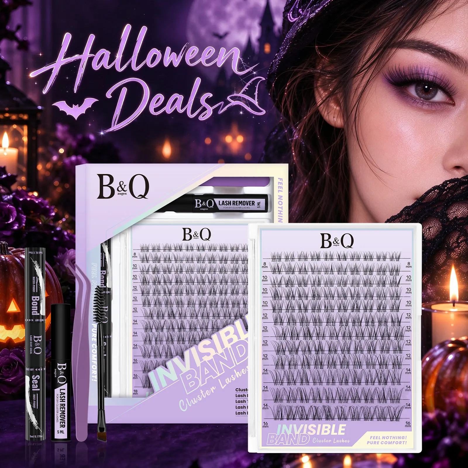 【Creator】Flora Kit - B&Q Airy Clean Girl Style, Ultra-Thin Invisible Band, C Curl 8-18mix, Soft Wispy Nature Look, Lightweight for Adults' DIY Volume Eyelash Extension, False Lash Cosmetic #Familyfun #Halloween