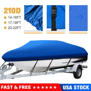 210D Trailerable Boat Cover Waterproof Heavy Duty V-Hull Runabout Cover - 3 size